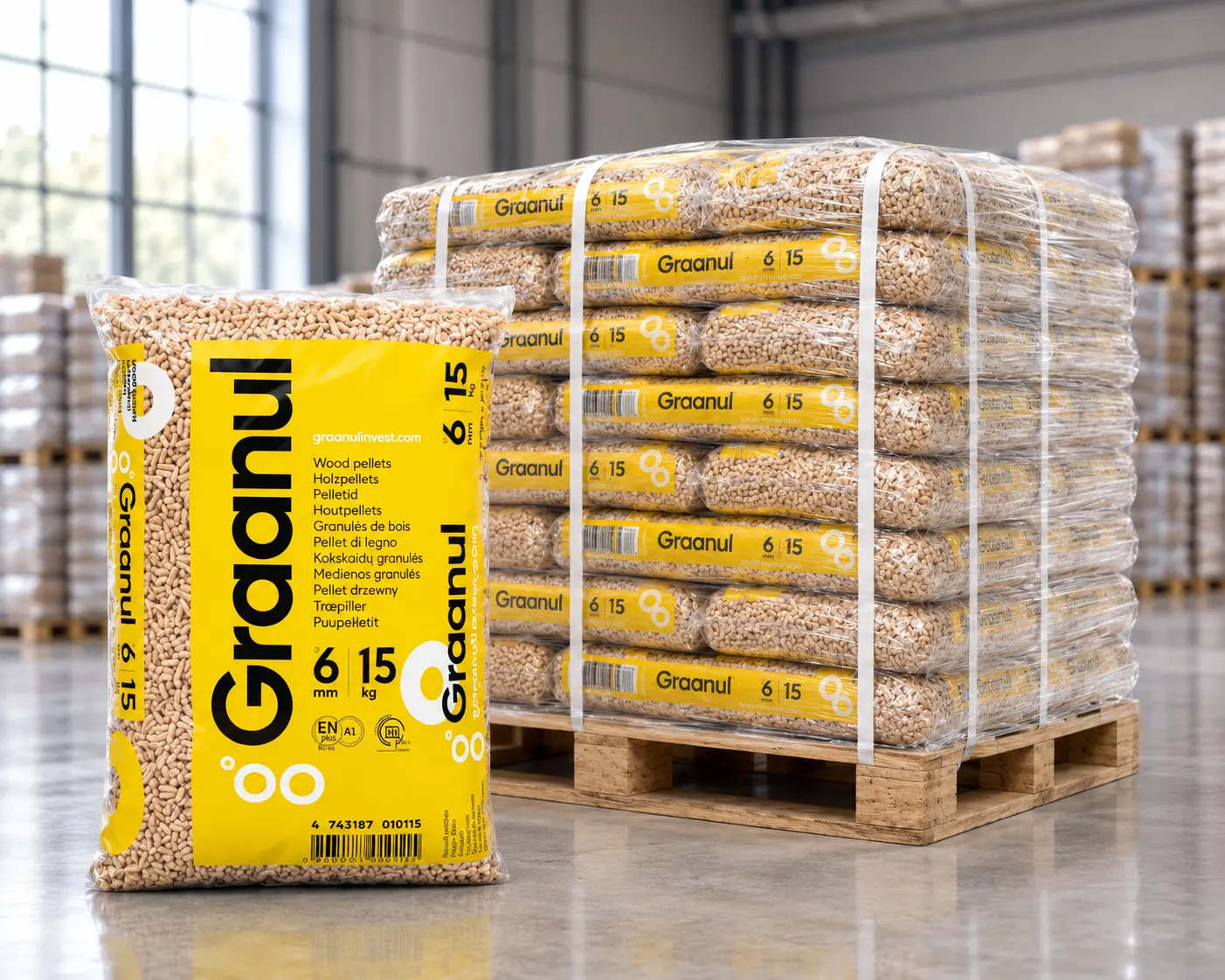 graanul new Pellet drzewny Graanul Invest ENplus A1 6mm Estonia paleta 975kg - obrazek 1