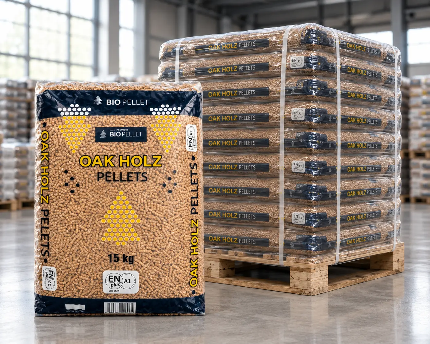 oak holz new Pellet drzewny dębowy Oak Holz 8mm paleta 975kg - obrazek 1