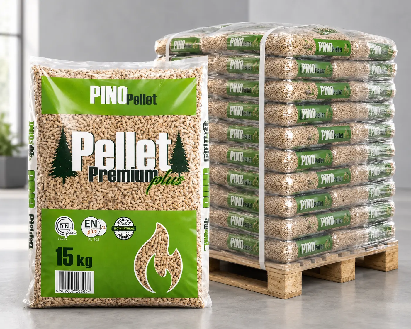 pellet pino Pellet drzewny Pini&Kay ENplus A1 6mm paleta 975kg - obrazek 1