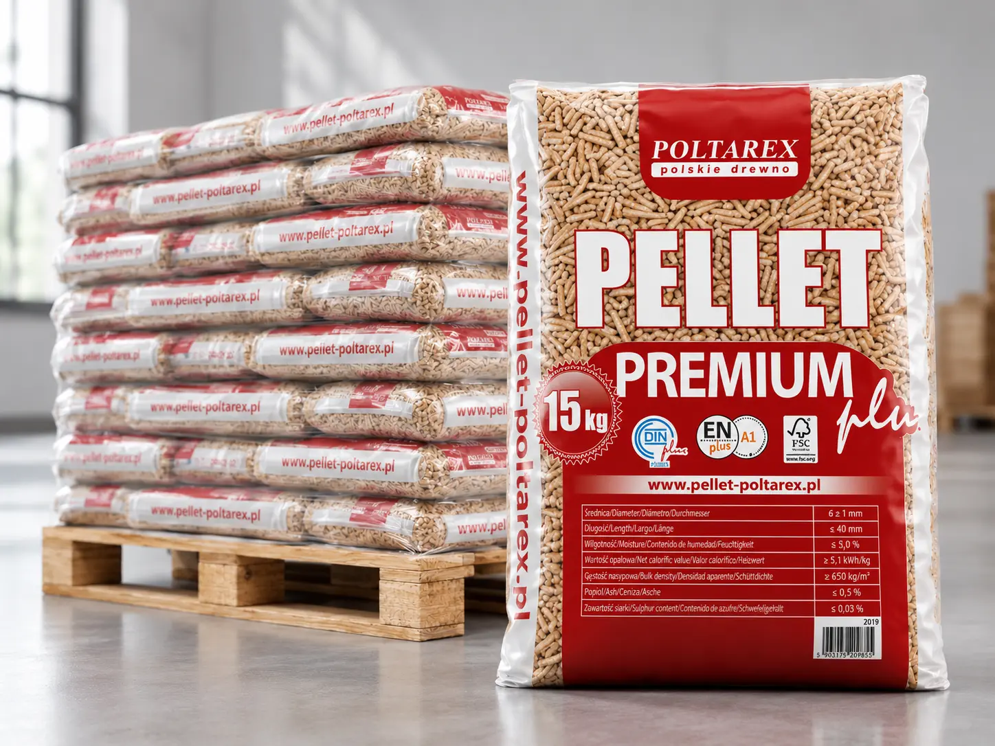pellet poltarex Pellet drzewny Poltarex ENplus A1 6mm paleta 975kg - obrazek 1